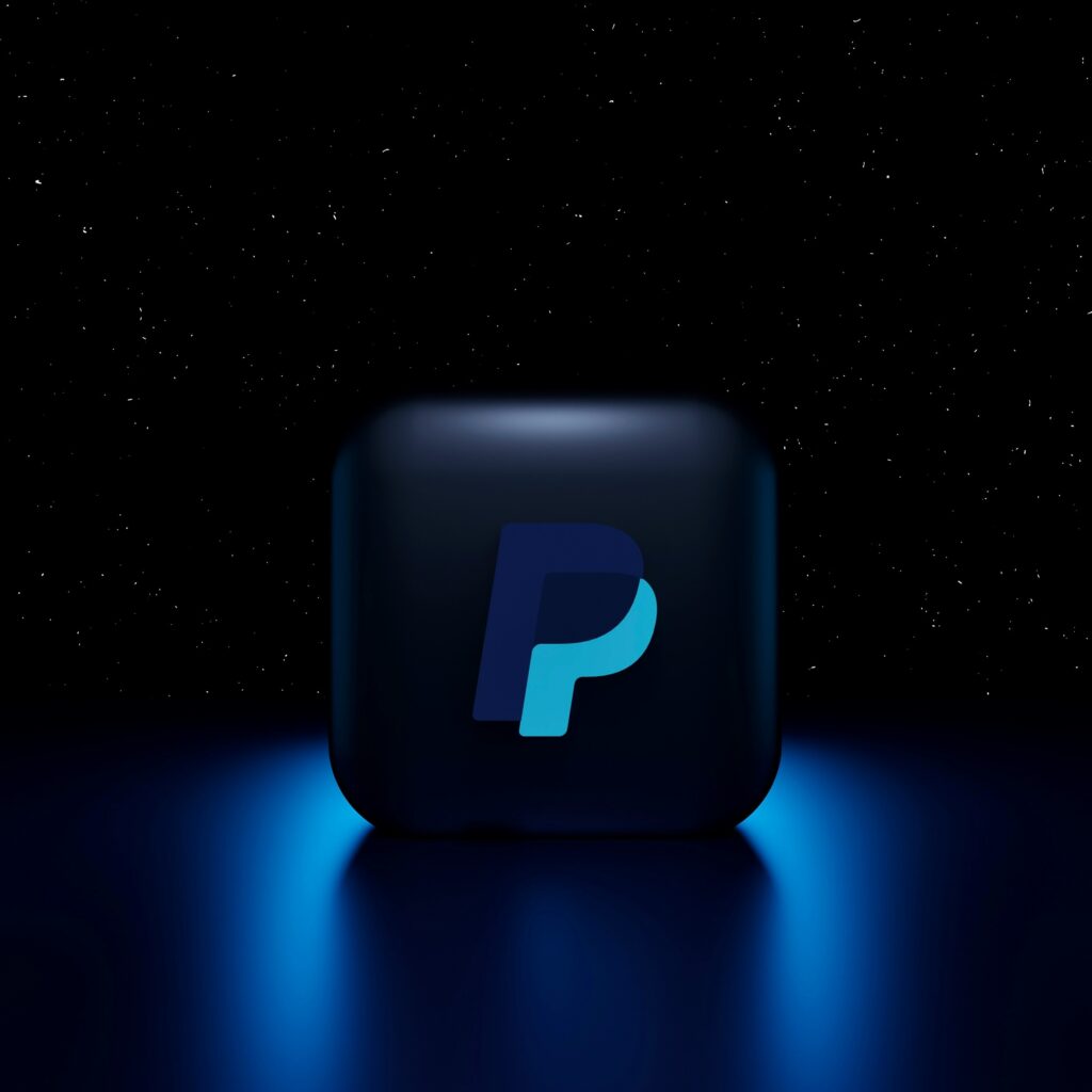 PayPal's logo, fading into the background